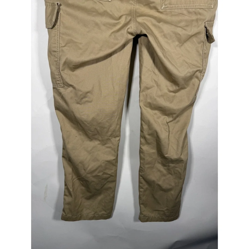 True Religion Mens Khaki Tan Cargo Pants Straight Leg Horseshoe Stitch Size 33